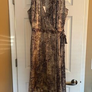 White House Black Market Black and White Snake Print High Low Dress